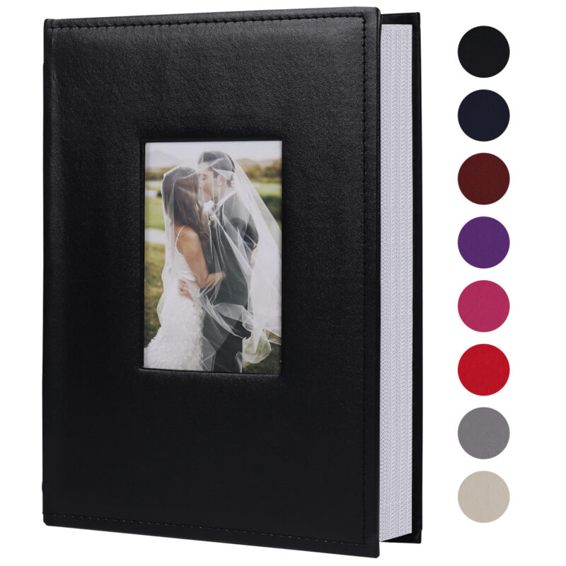 RECUTMS Photo Picture Album 4x6 300 Photos,Small Capacity Premium Leather Cover Wedding Family Photo Albums with Writing Space Holds 300 Horizontal Photos(Black)