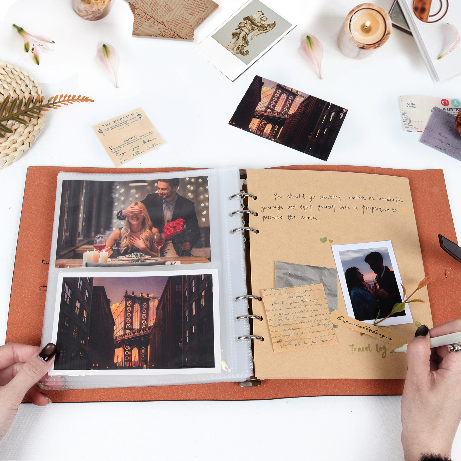 皮革笔记本主图-棕实拍场景图